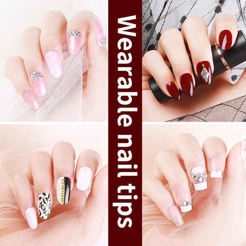 Rhinestone Series natural length Press-on Nails 24 Pcs Set