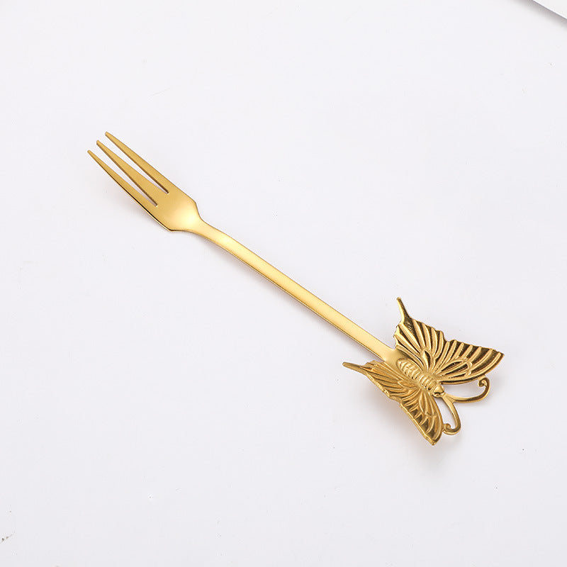 Stainless Steel Spoon Fork Gift Cute Cartoon Butterfly Fork Spoon