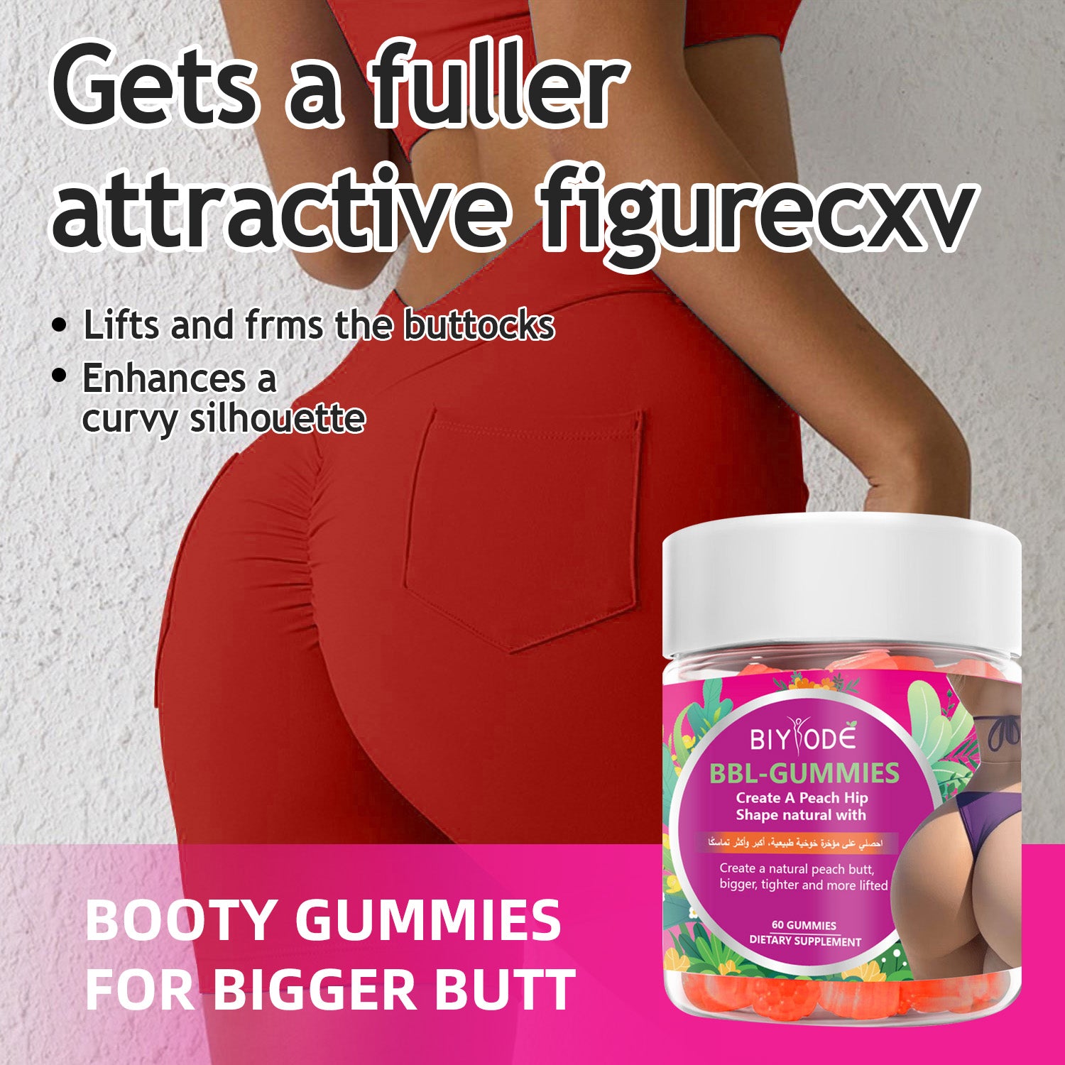 OEM ODM Custom Private Label BBL-Gummies Herbal Supplement Factory Direct Supply Bulk Production Booty Enhancement Gummies Body Shaping Support Wholesale