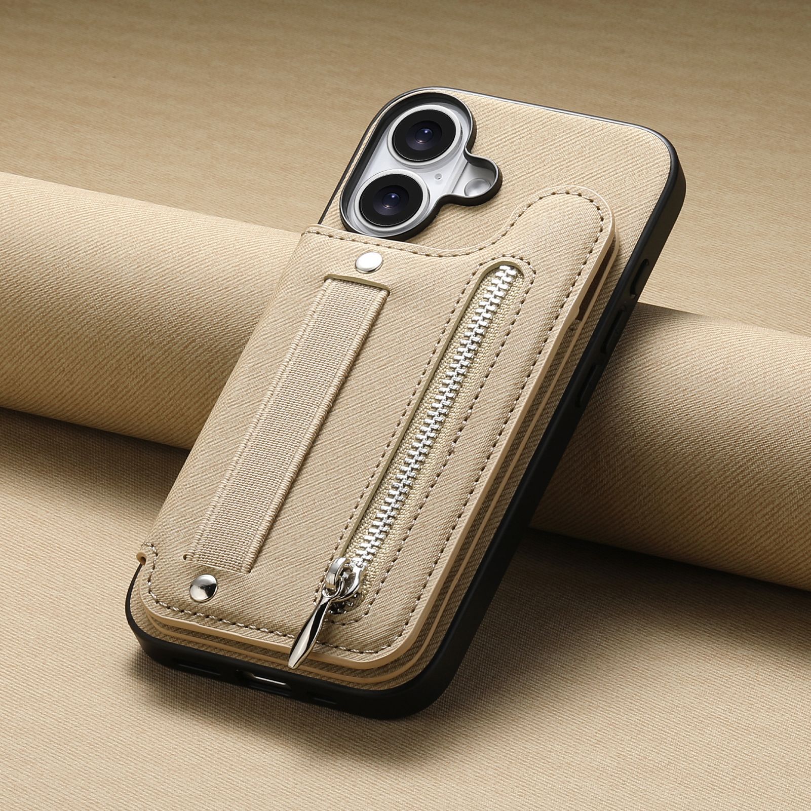 Leather Phone Case With Stand And Zipper Wallet Protective Cover