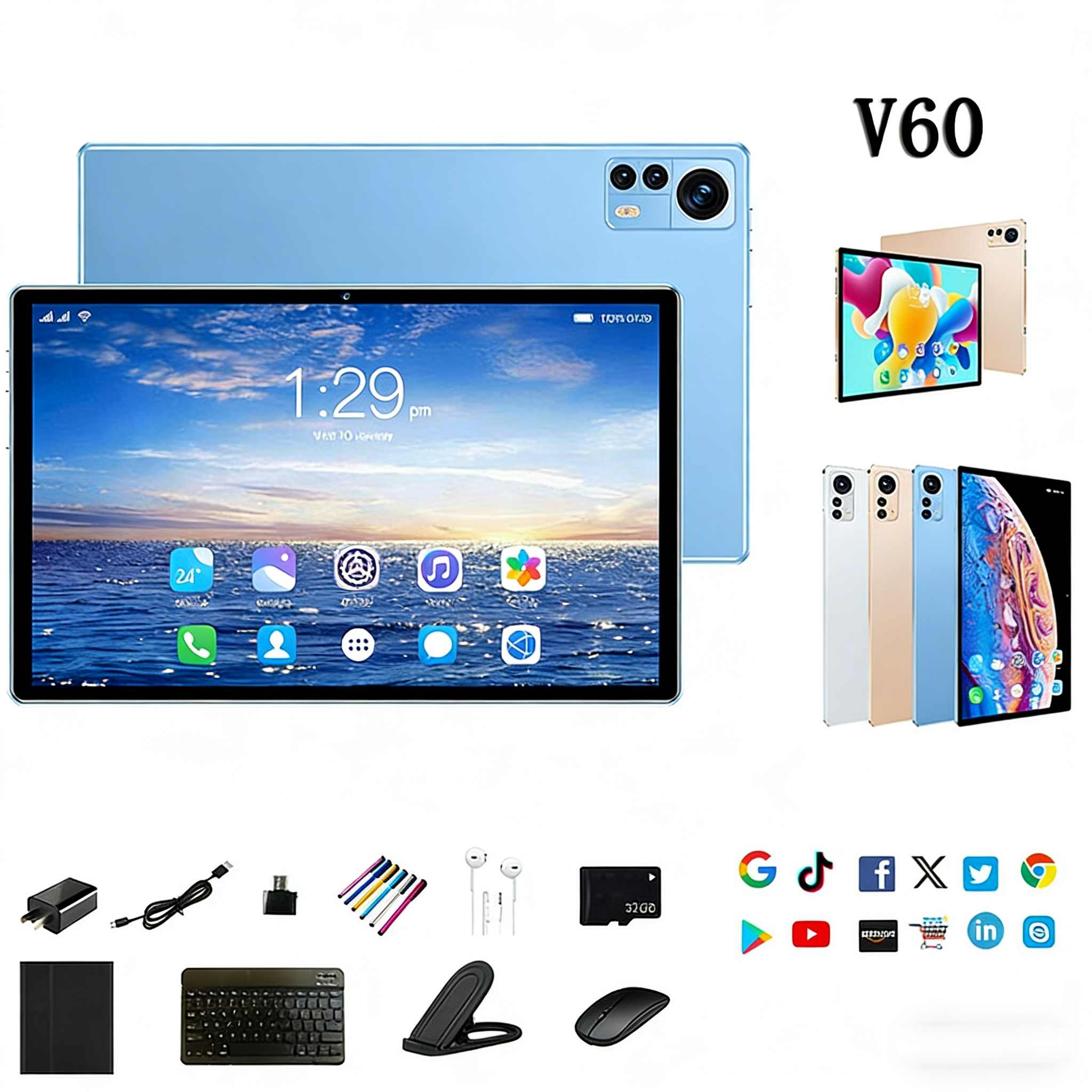 10 Inch Tablet V6012 512GB Android Google Certified 4G Calling Tablet