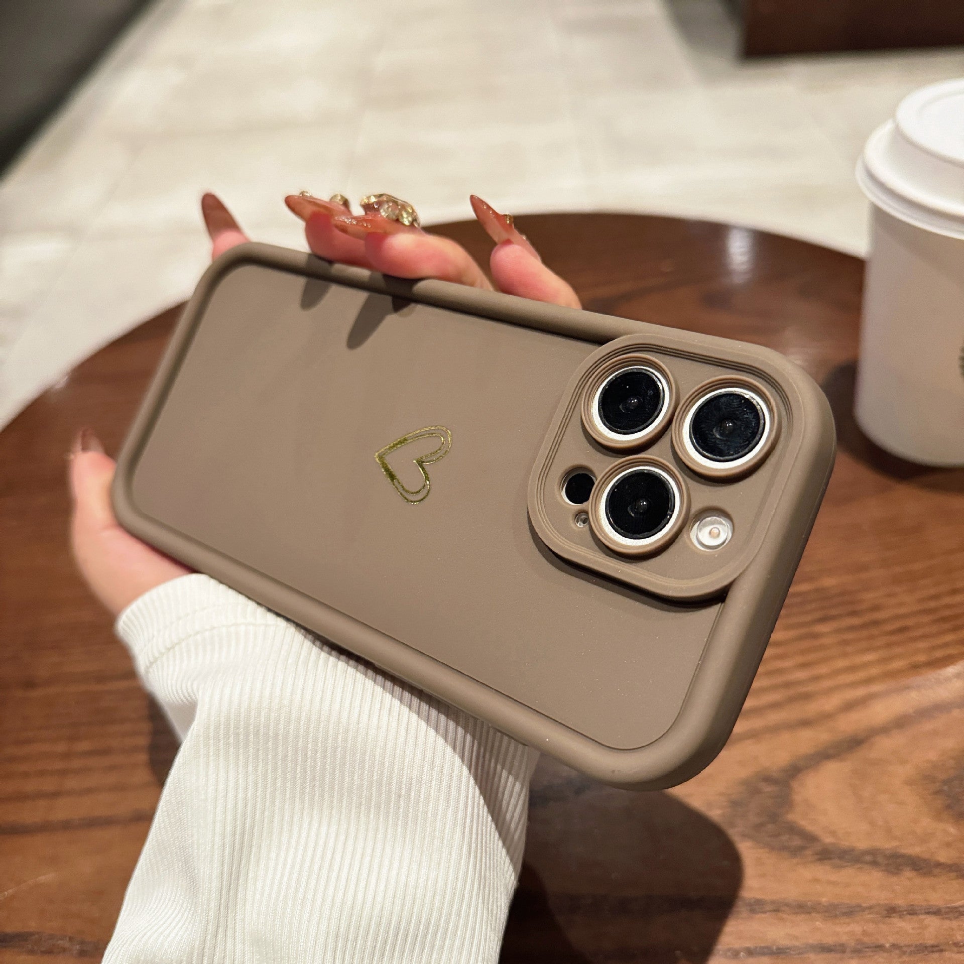 Simple Love Protective Case With Steel Sand Frosted Full Coverage Phone Cover
