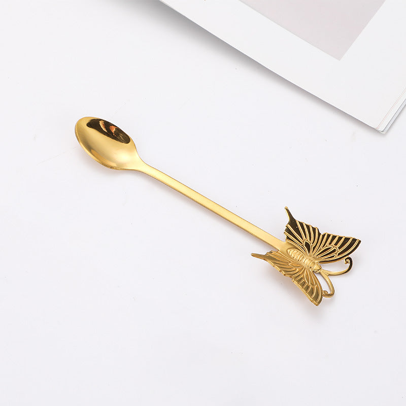 Stainless Steel Spoon Fork Gift Cute Cartoon Butterfly Fork Spoon