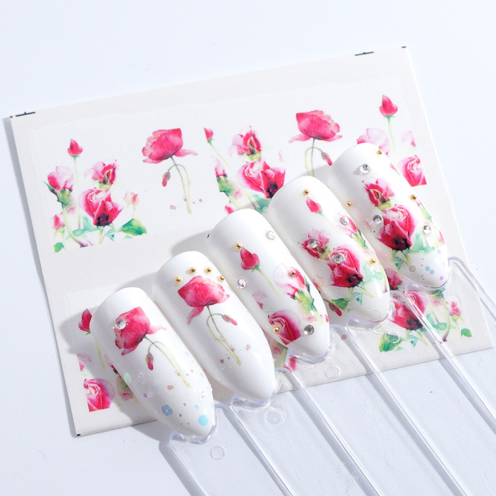 White Flowers Nail Art Stickers