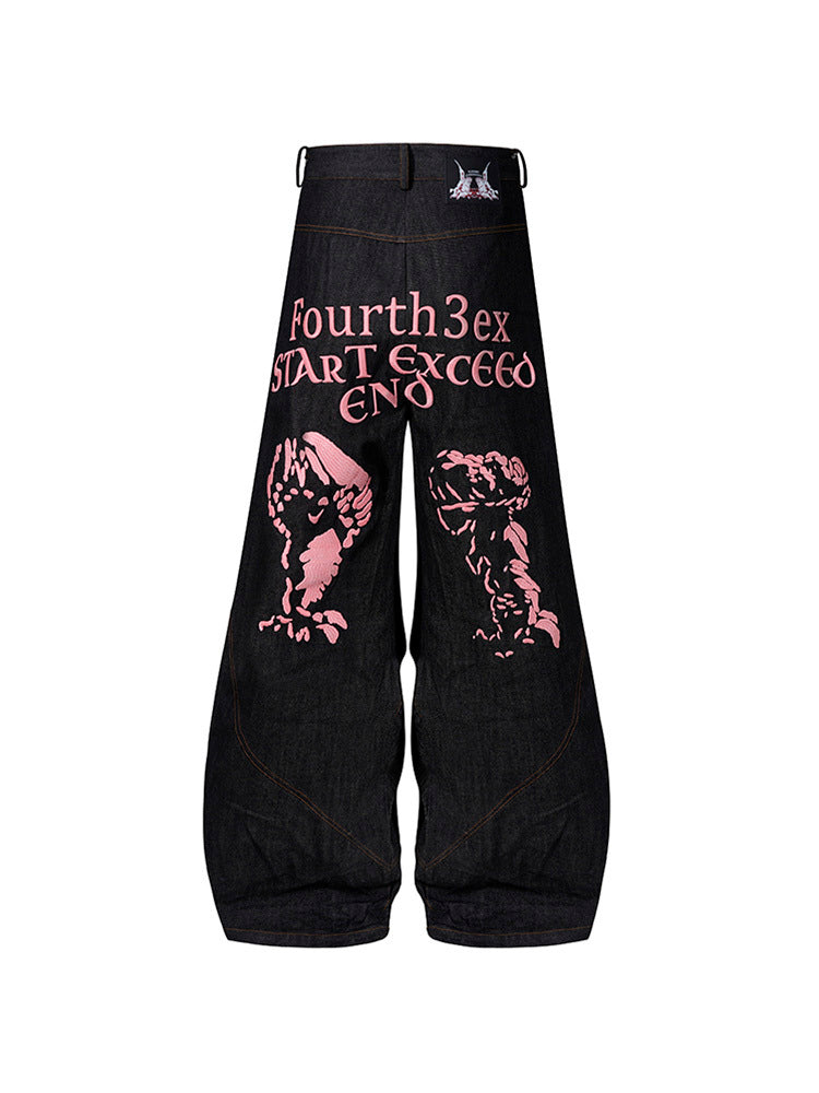 Temperature-sensitive Color-changing Embroidered Red Ear Jeans