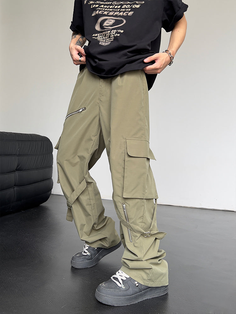 High Waist Slim Straight Baggy Pants