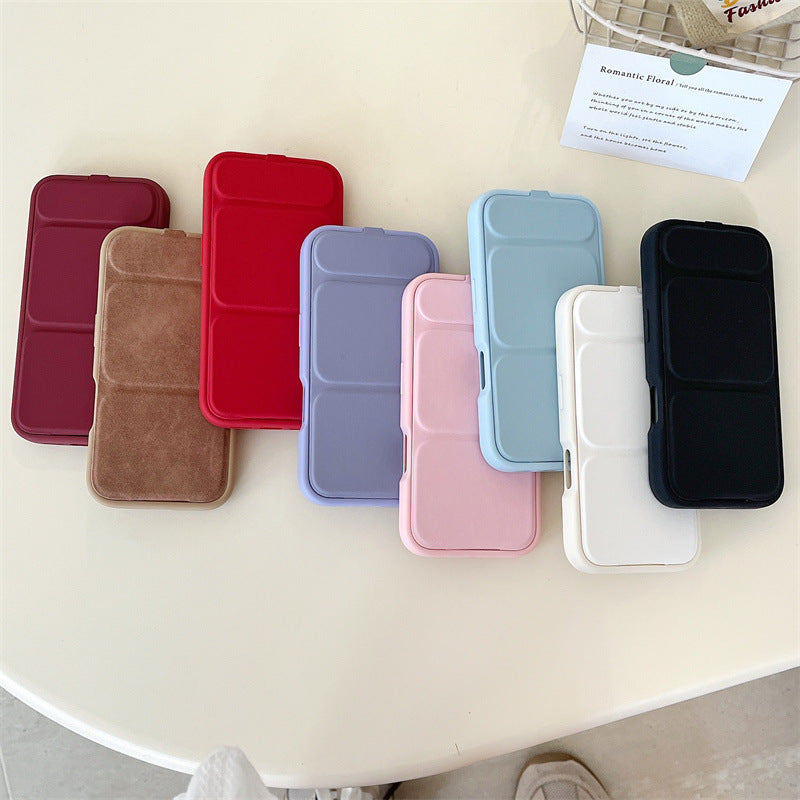 Solid Color Flip Cover Stand Phone Case Anti-Drop