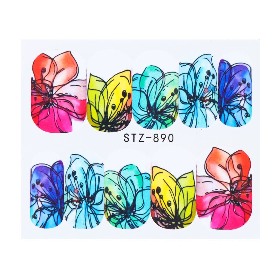 Flower Water Nail Stickers