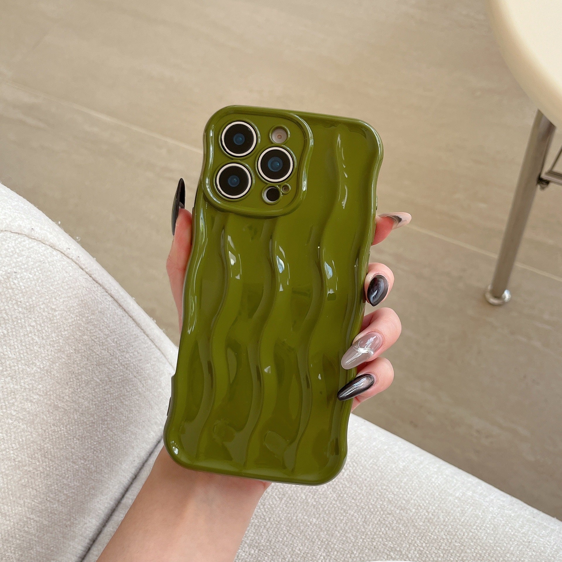 Applicable Electroplating Three-dimensional Wave Stripe Phone Case Drop-resistant Protective Cover