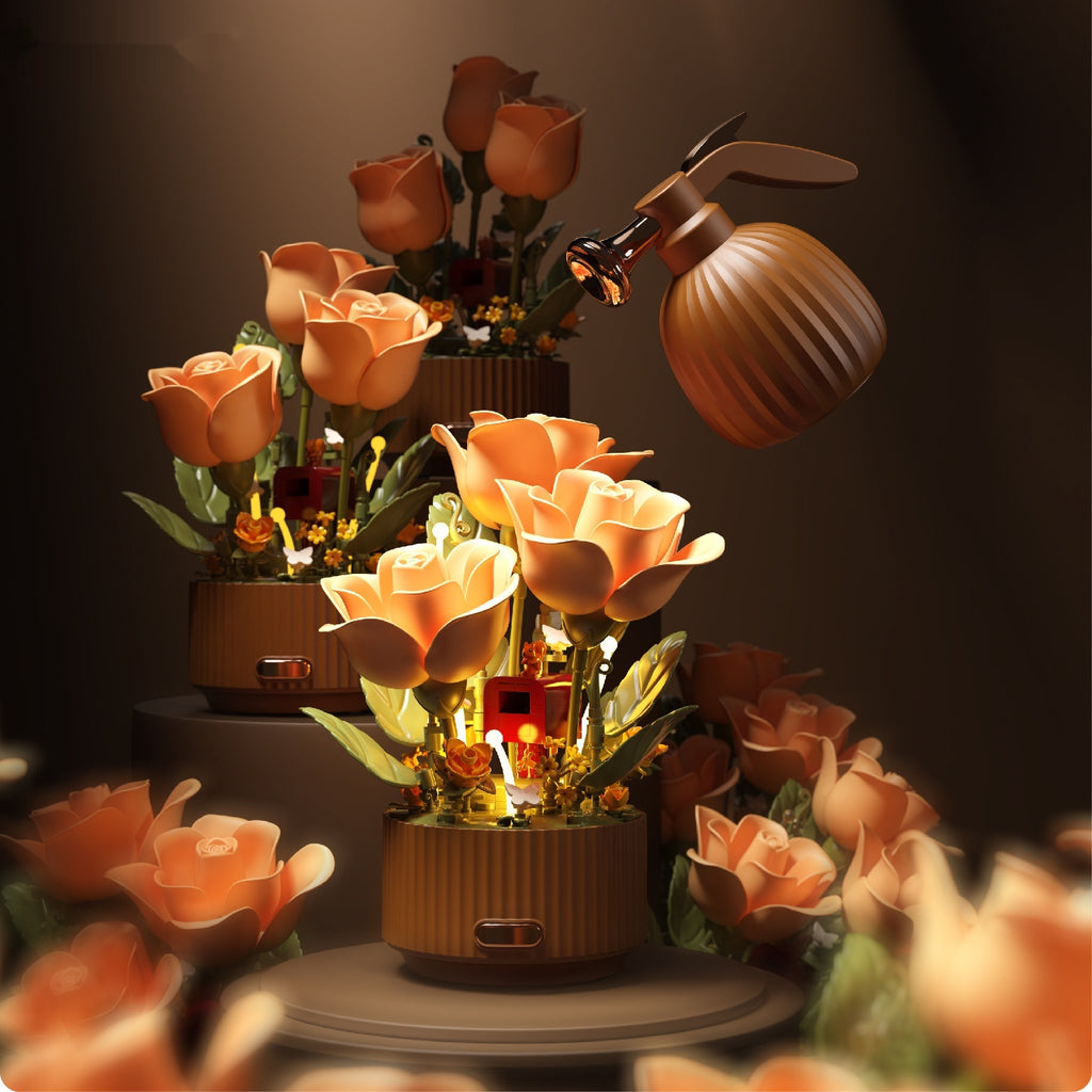 Preserved Flower Building Blocks Motion Flowers Model Birthday Valentine's Day Gift