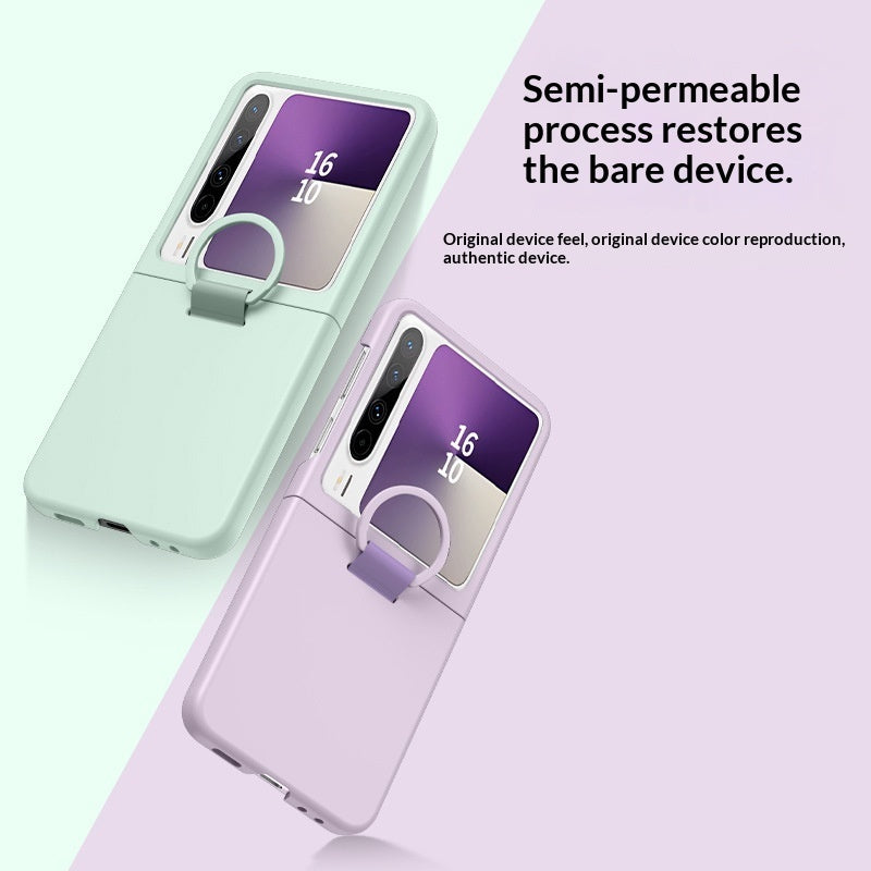 Foldable Phone Case With Large View Window Ultra-thin Ring  Anti-drop Protective Cover