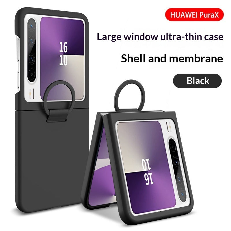 Foldable Phone Case With Large View Window Ultra-thin Ring  Anti-drop Protective Cover