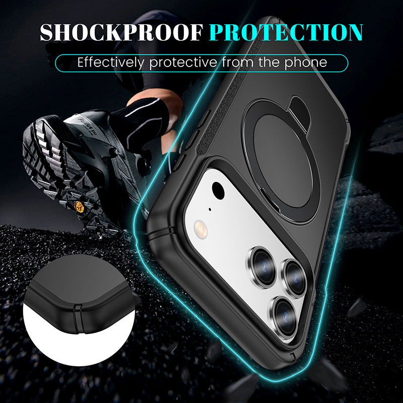 Metal Magnetic Bracket Four-corner Drop-resistant High-end PC Protective Cover Phone Case
