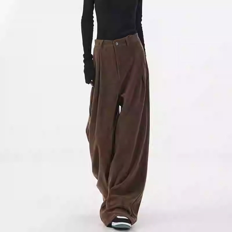 Fashion Casual Complex Baggy Straight Trousers