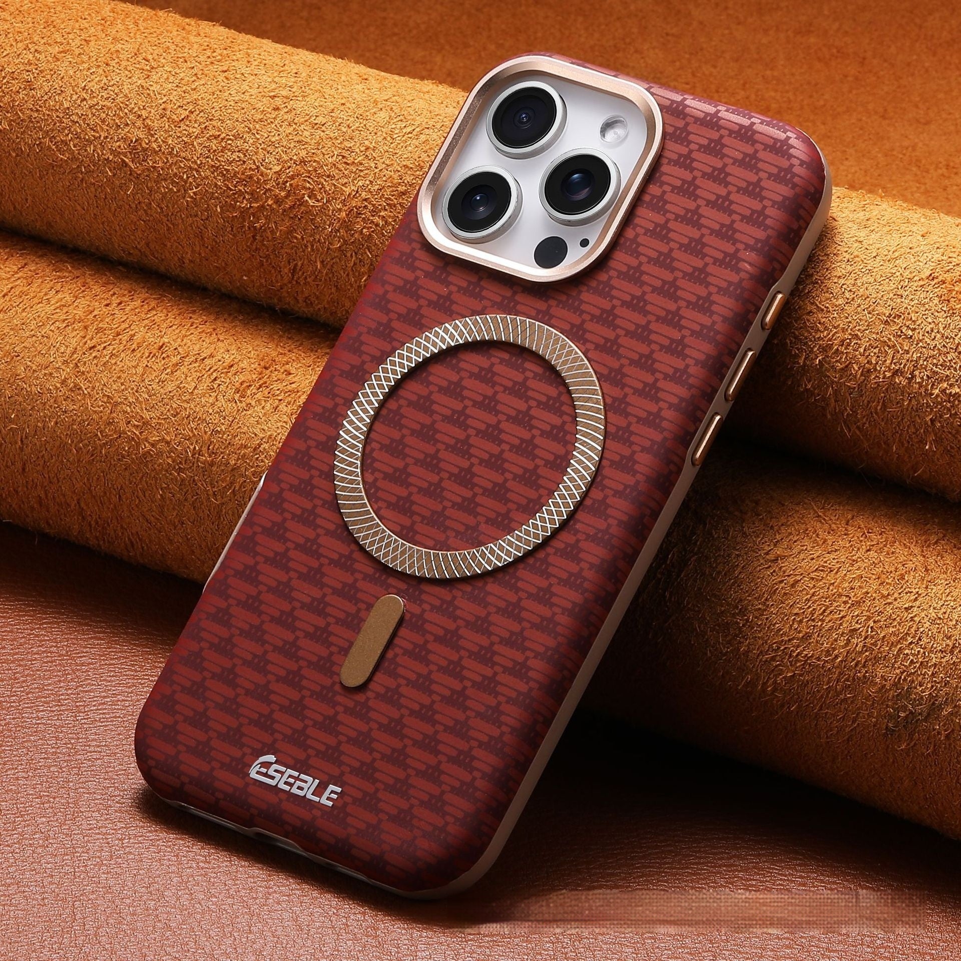 Triangle Shield Magnetic Suction Phone Case 15 Business All-inclusive Drop-resistant Leather Cover