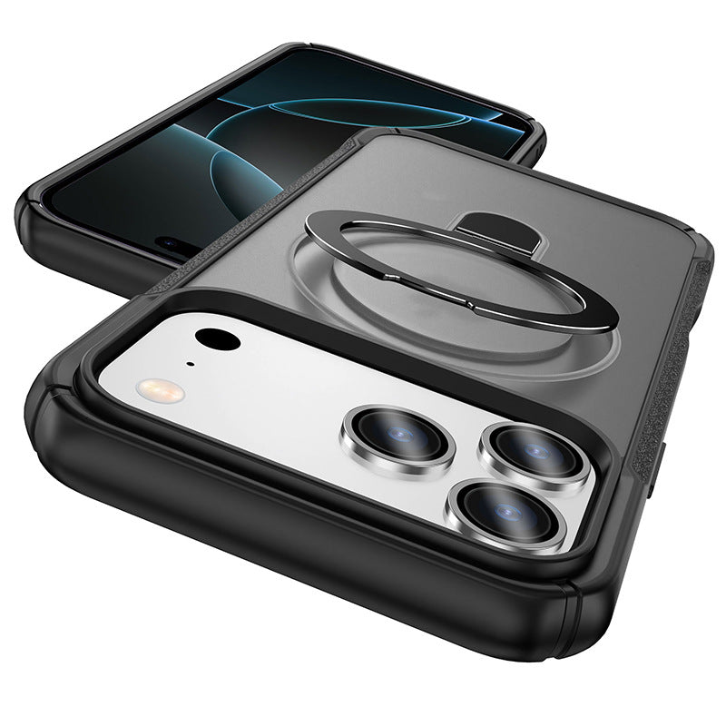 Metal Magnetic Bracket Four-corner Drop-resistant High-end PC Protective Cover Phone Case