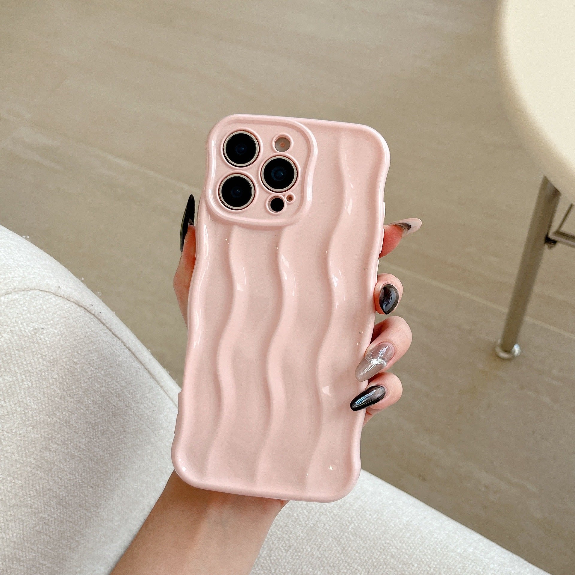 Applicable Electroplating Three-dimensional Wave Stripe Phone Case Drop-resistant Protective Cover