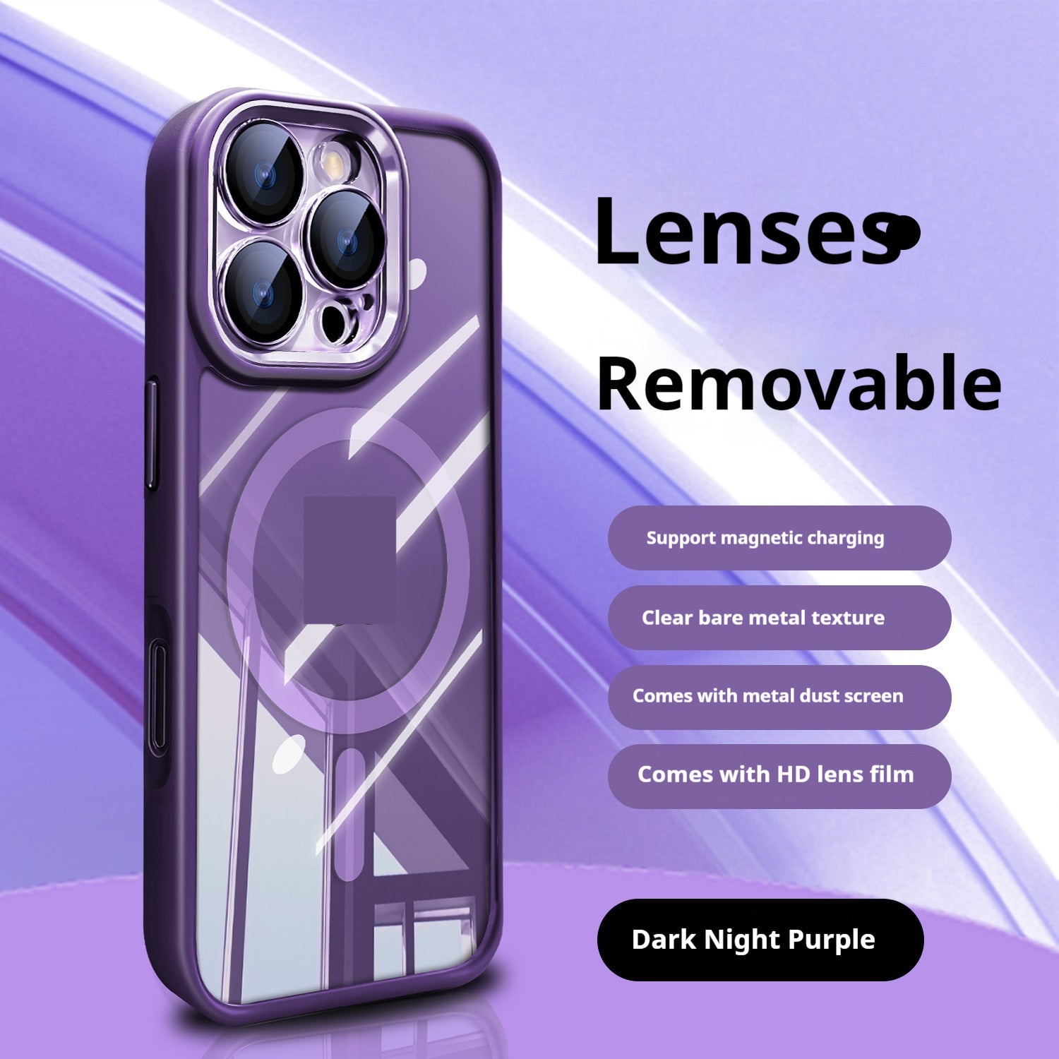 Litchi Grain Ice Crystal Transparent Protective Cover Phone Case