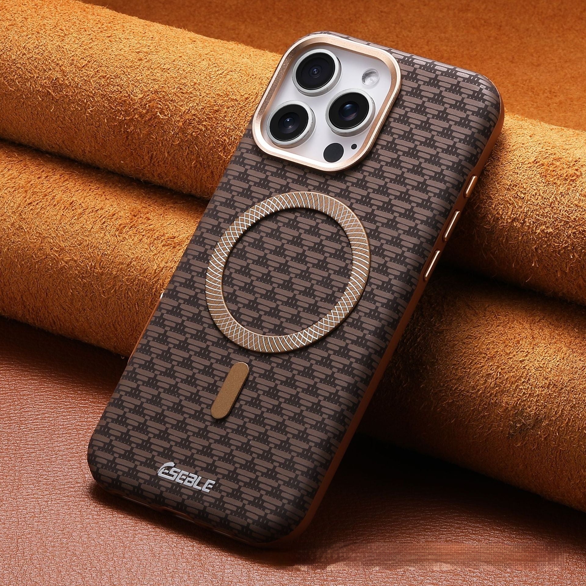 Triangle Shield Magnetic Suction Phone Case 15 Business All-inclusive Drop-resistant Leather Cover