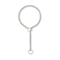 Stainless Steel Lariat Heart Necklace Personality Heavy Ring Cuban Long Chain Punk Rock Slipchain Choker Collar For Women Men