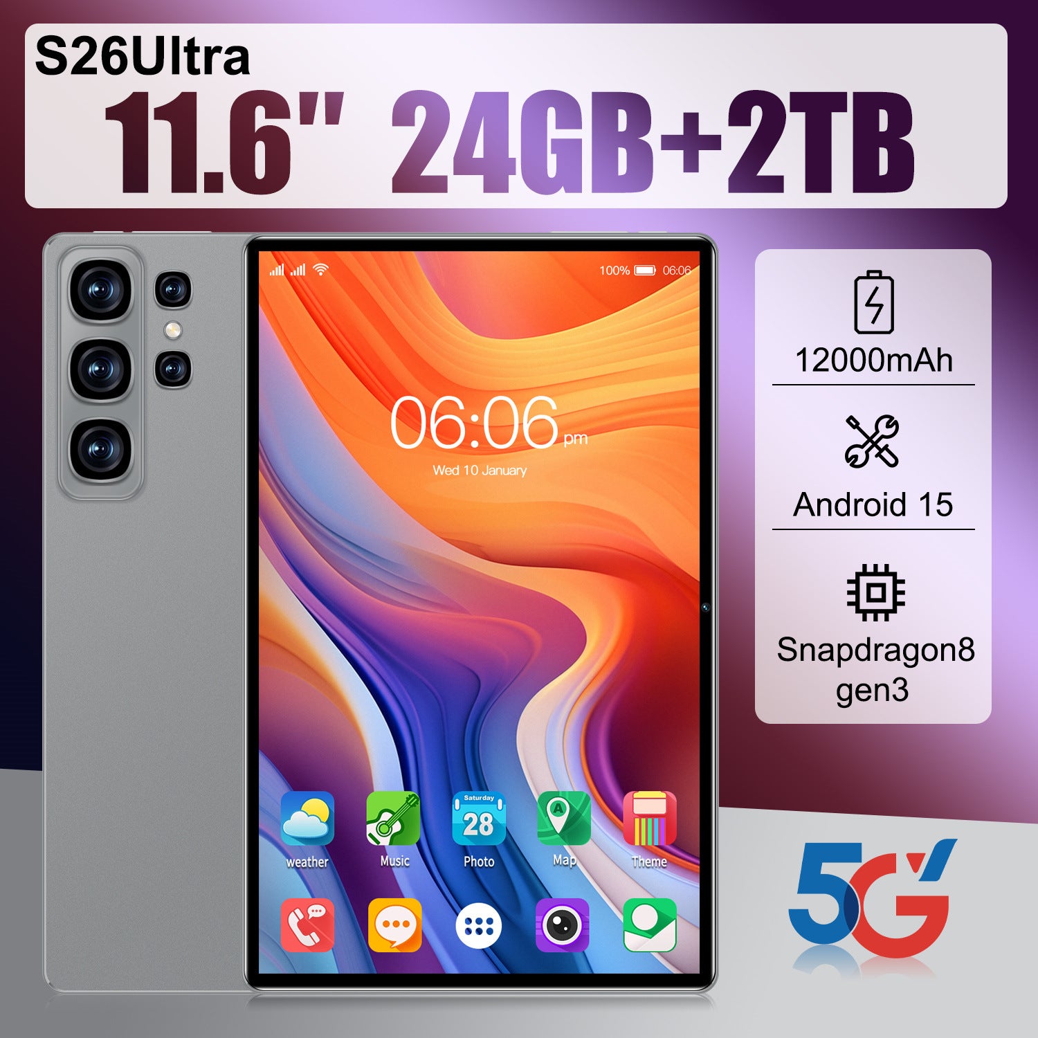 10 inch Tablet S26Ultra 16GB 512GB