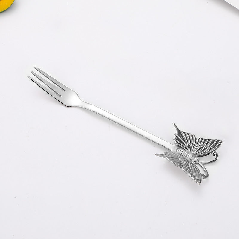 Stainless Steel Spoon Fork Gift Cute Cartoon Butterfly Fork Spoon