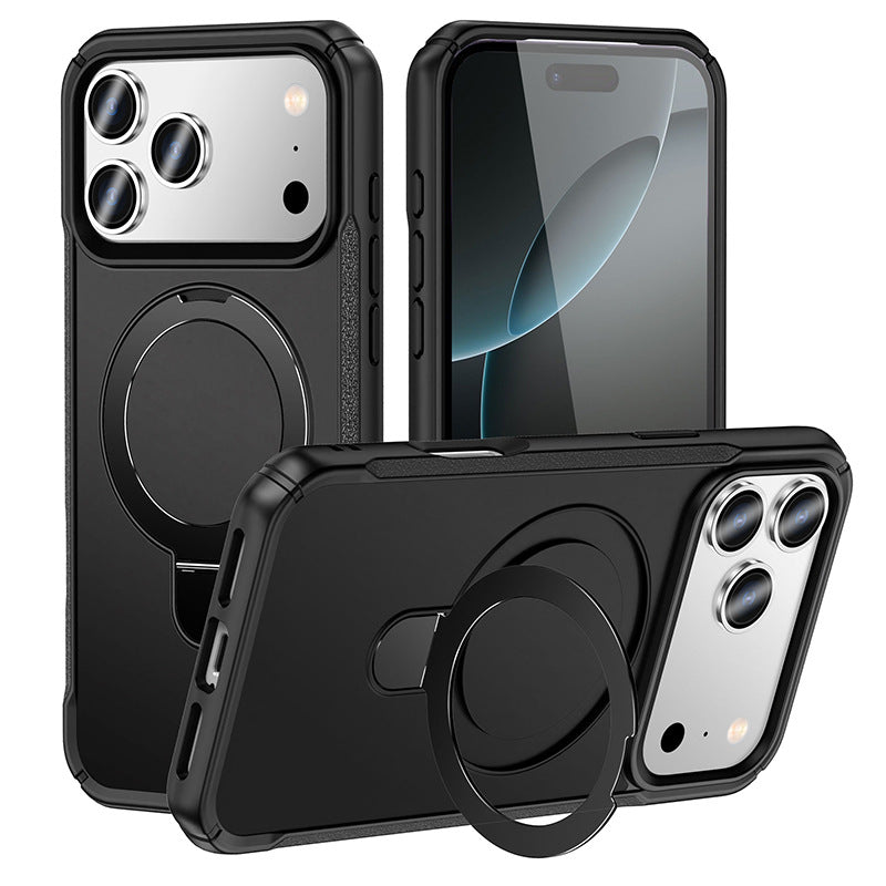 Metal Magnetic Bracket Four-corner Drop-resistant High-end PC Protective Cover Phone Case