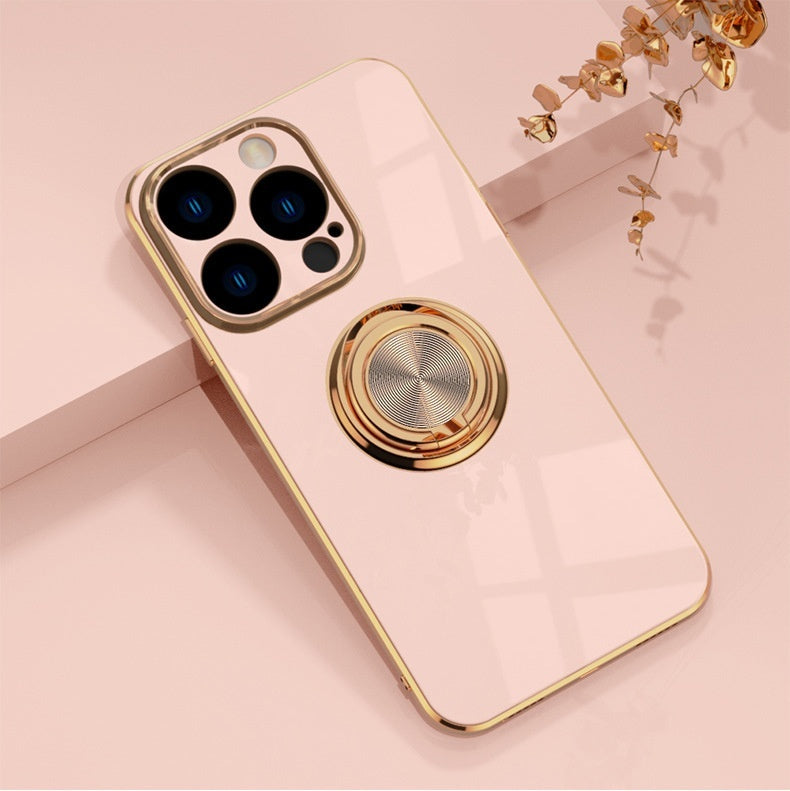 Electroplating Phone Case Car Integrated Ring Bracket Protective Cover