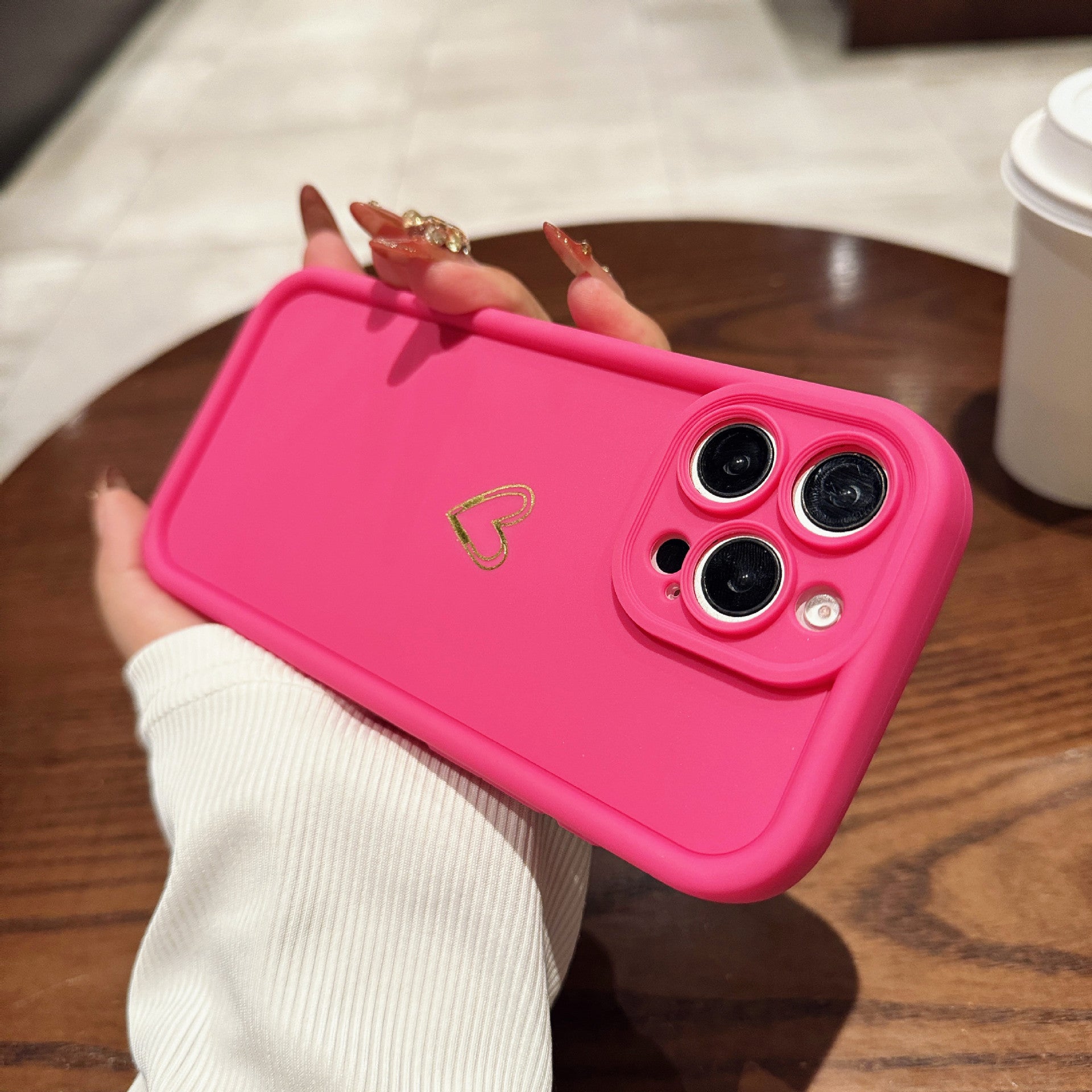 Simple Love Protective Case With Steel Sand Frosted Full Coverage Phone Cover