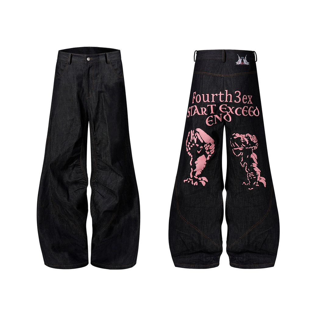 Temperature-sensitive Color-changing Embroidered Red Ear Jeans