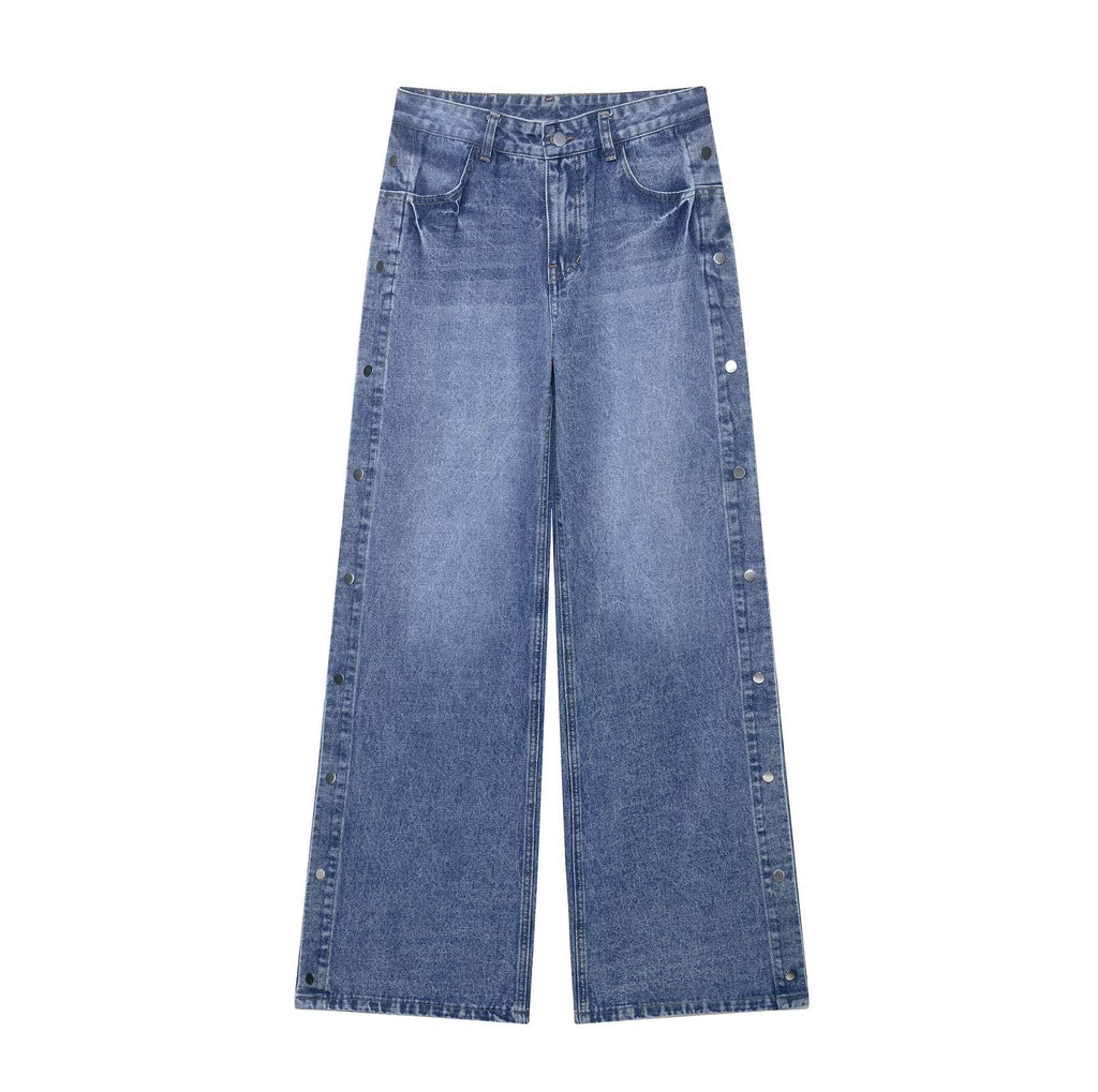 Women's High Waist Baggy Straight Trousers Jeans