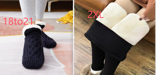 Plush Padded Plain Lamb Velvet Leggings