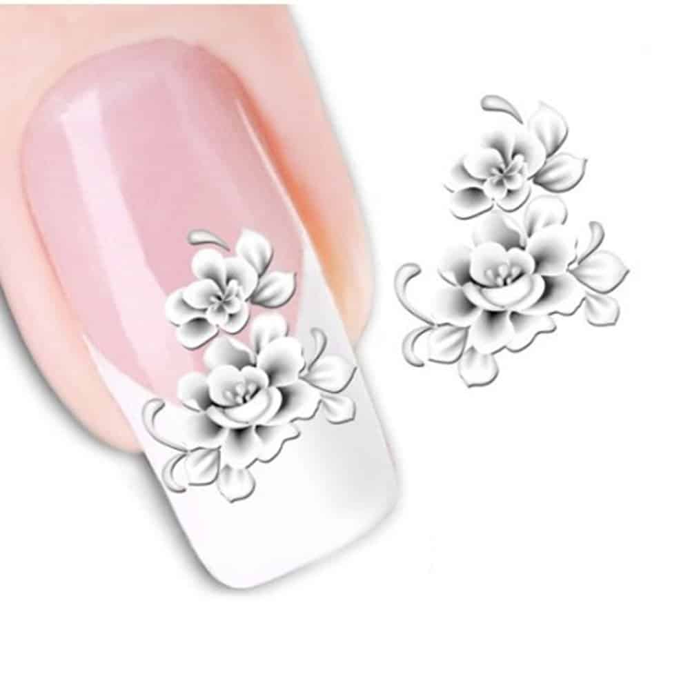 White Flowers Nail Art Stickers