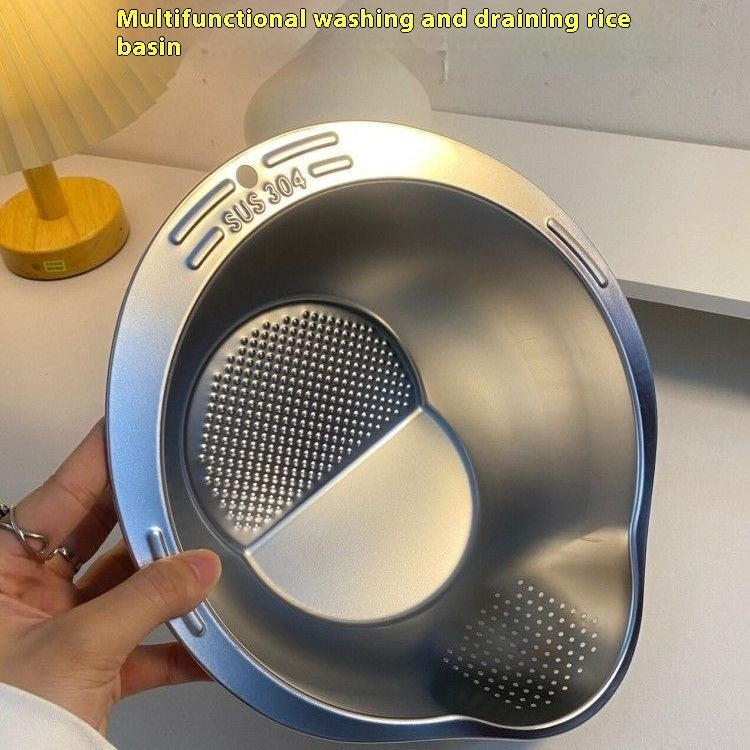 Stainless Steel Rice Washing Filter Fabulous Rice Washing Gadget Basin Kitchen Household