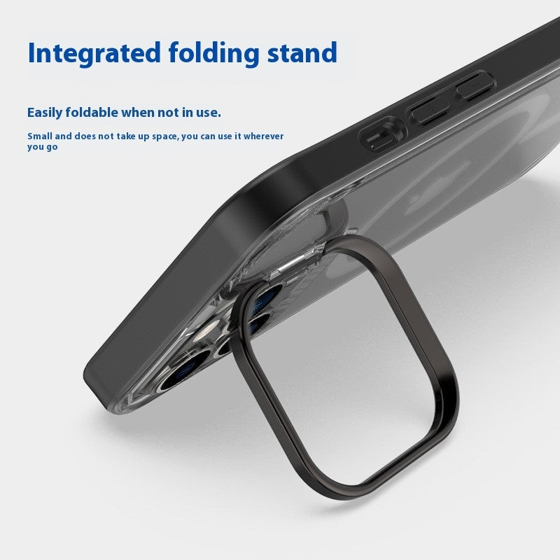 Metal Invisible Bracket Phone Case Frosted Magnetic Protective Cover