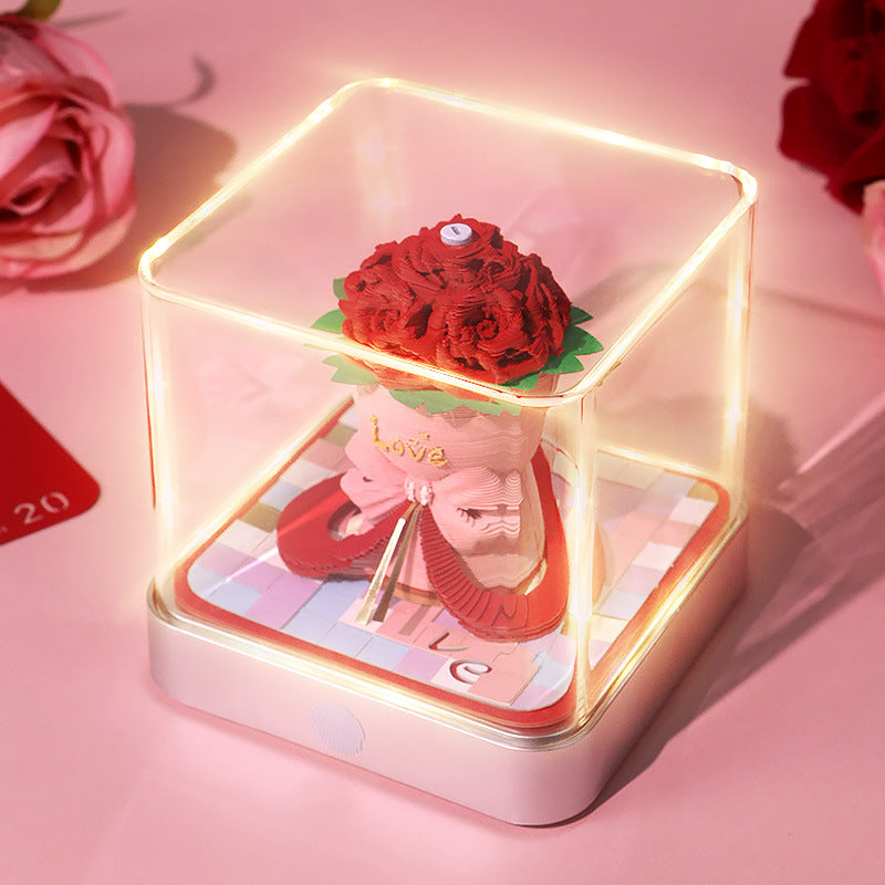 Paper Sculpture Calendar Rose 3D Sticky Notes Desktop Ornament