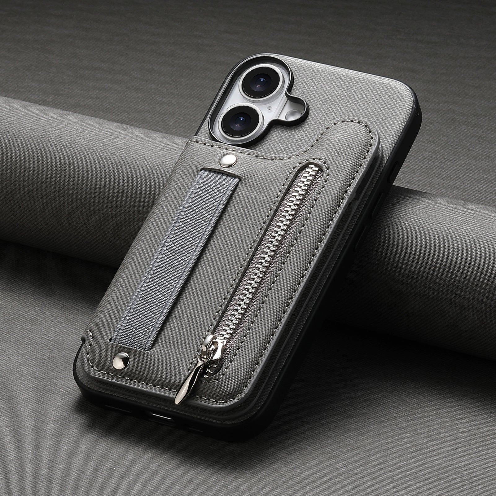 Leather Phone Case With Stand And Zipper Wallet Protective Cover