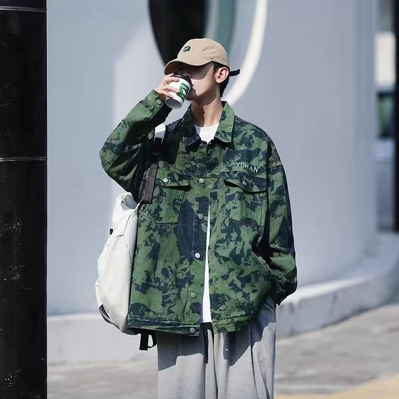 Corduroy Stitching Denim Baggy Coat