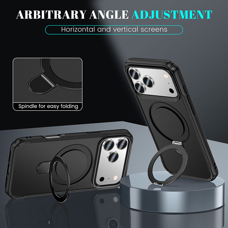 Metal Magnetic Bracket Four-corner Drop-resistant High-end PC Protective Cover Phone Case