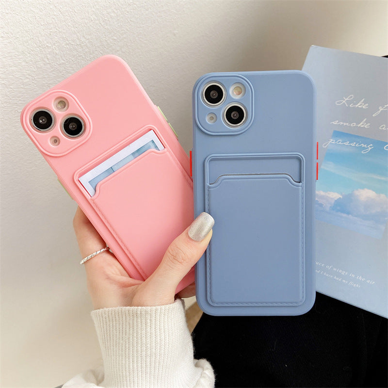 Insert Card Silicone Color Blocking Protective Cover