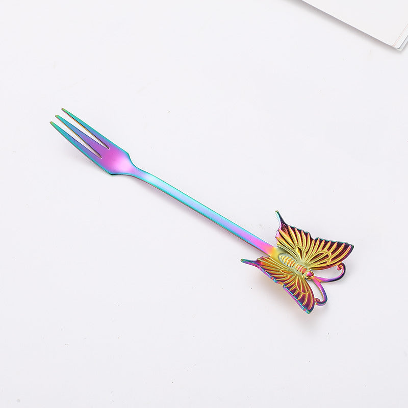 Stainless Steel Spoon Fork Gift Cute Cartoon Butterfly Fork Spoon