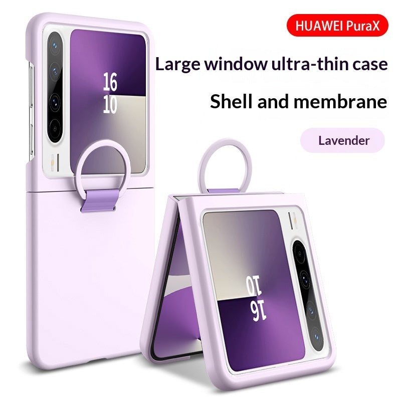 Foldable Phone Case With Large View Window Ultra-thin Ring  Anti-drop Protective Cover