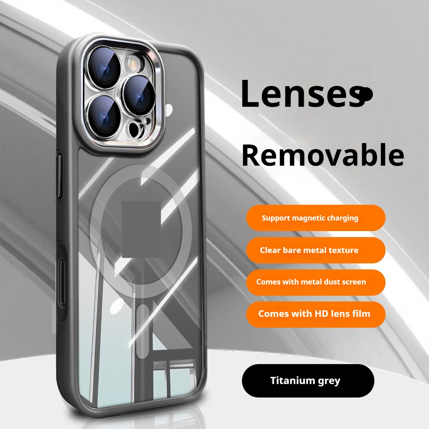 Litchi Grain Ice Crystal Transparent Protective Cover Phone Case