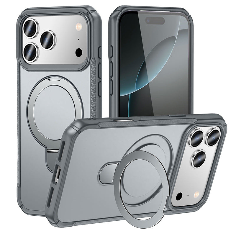 Metal Magnetic Bracket Four-corner Drop-resistant High-end PC Protective Cover Phone Case