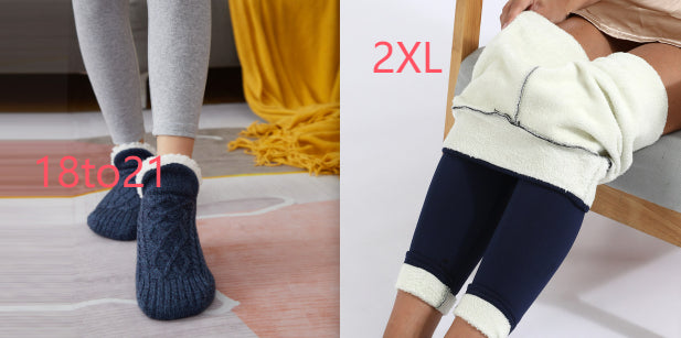 Plush Padded Plain Lamb Velvet Leggings