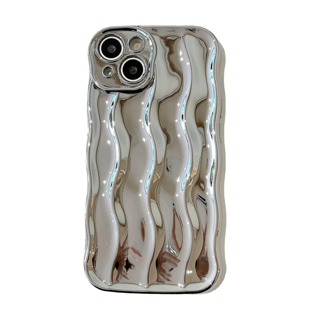 Applicable Electroplating Three-dimensional Wave Stripe Phone Case Drop-resistant Protective Cover