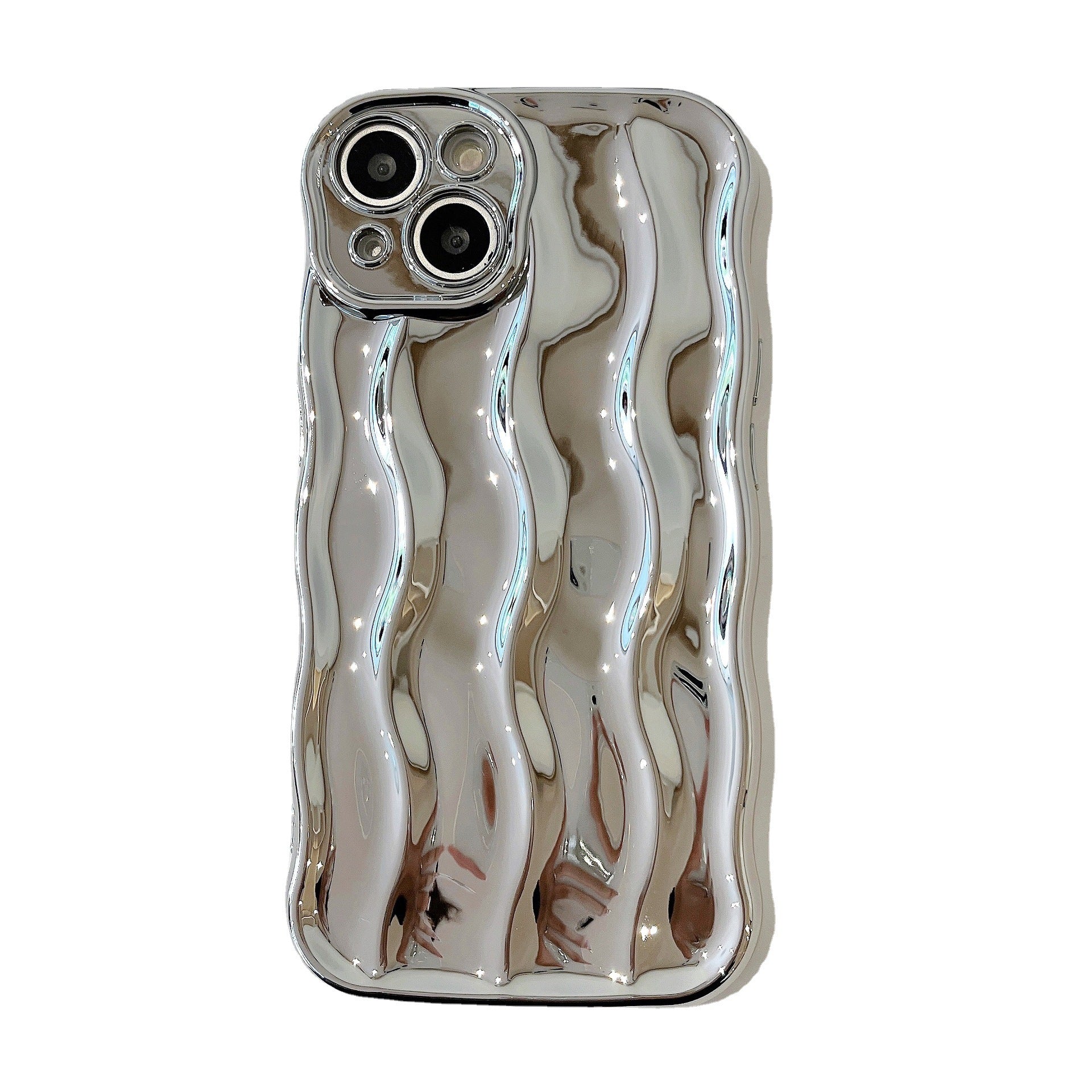 Applicable Electroplating Three-dimensional Wave Stripe Phone Case Drop-resistant Protective Cover