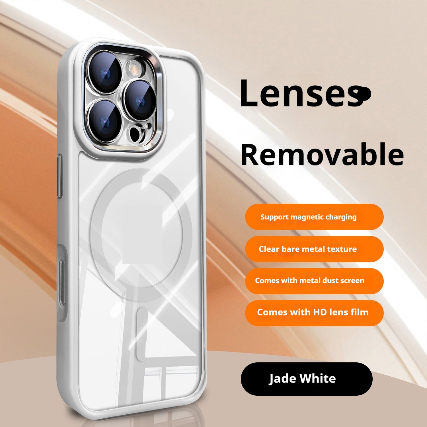 Litchi Grain Ice Crystal Transparent Protective Cover Phone Case