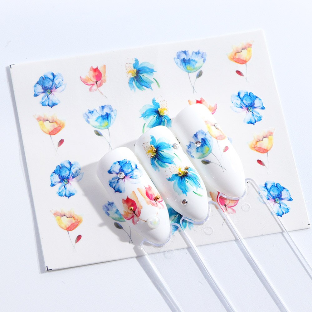 White Flowers Nail Art Stickers