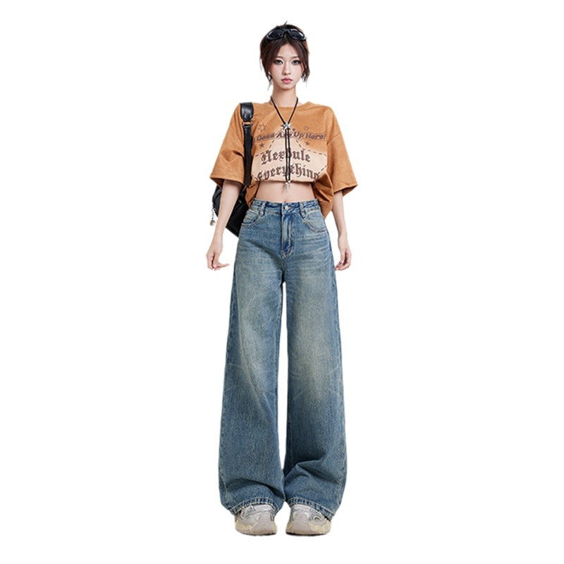 Wide Leg Jeans Women's High Waist Baggy Straight Trousers